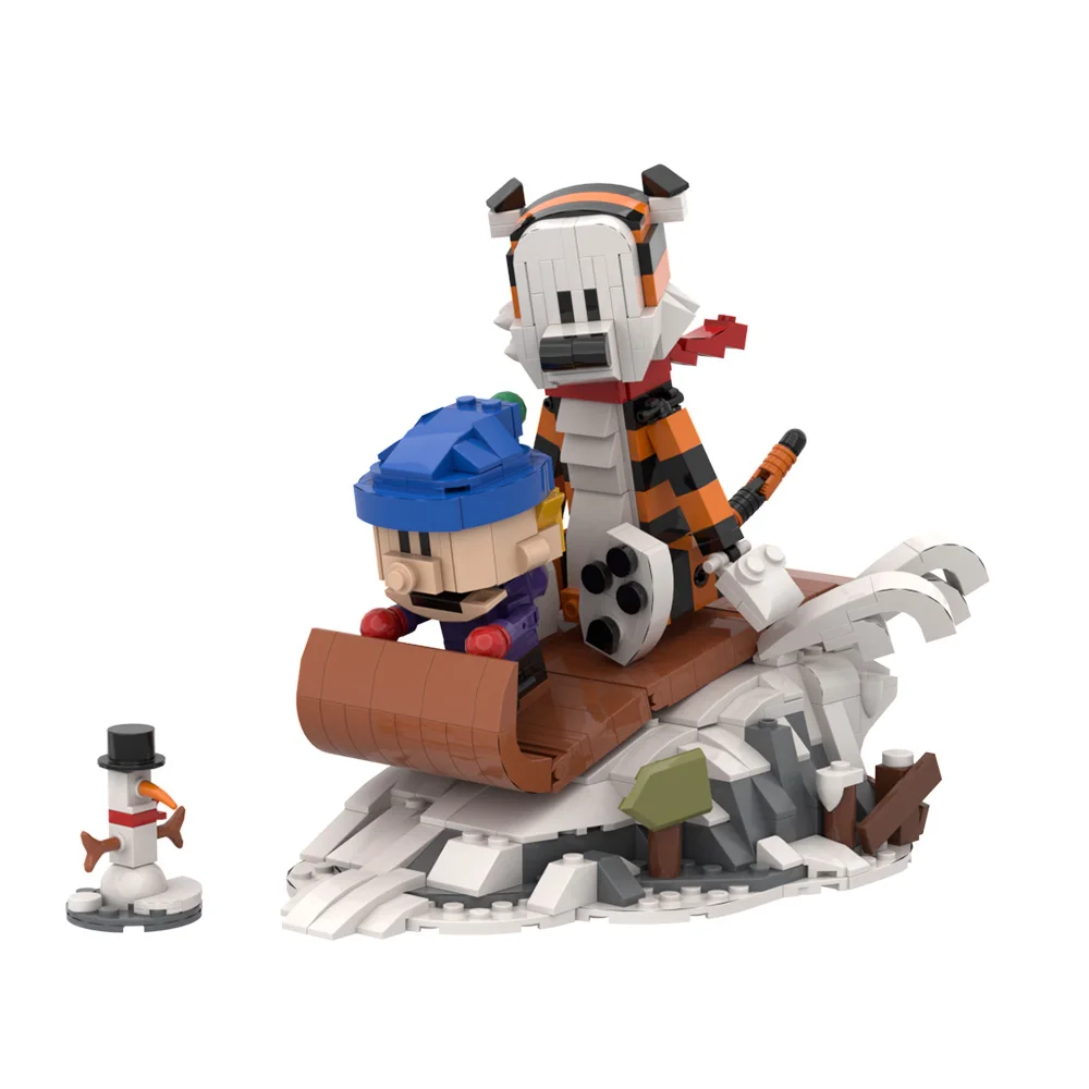 Gobricks MOC Calvined en Hobbes Bricks Model Klassieke Comic Book Figuur Cartoon Tijger Bouwstenen Montage Speelgoed Kinderen Geschenken