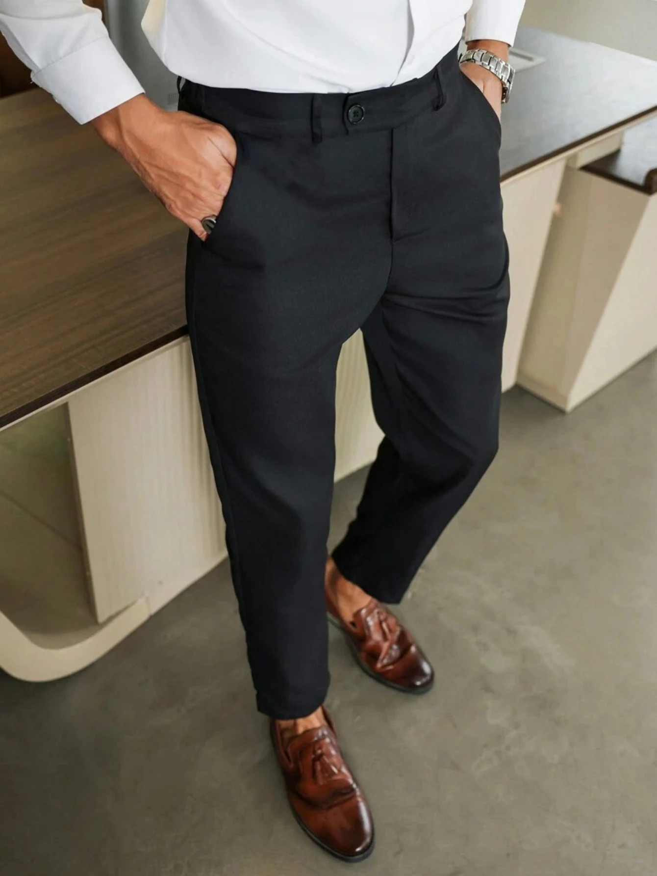 

plus Size Men's Casual Trousers for Daily Office Wear Comfortable Loose Fit Long Pants