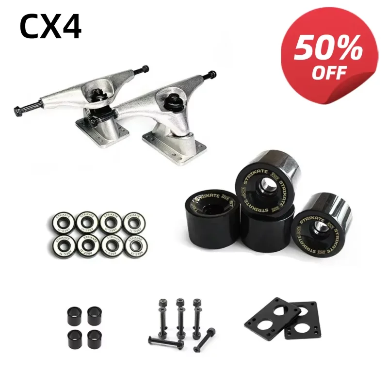 6.25 Inch CX4 Skateboard Truck 70mm PU Wheel Set Bearing Accessories for Skateboard Long board Surf Skateboard
