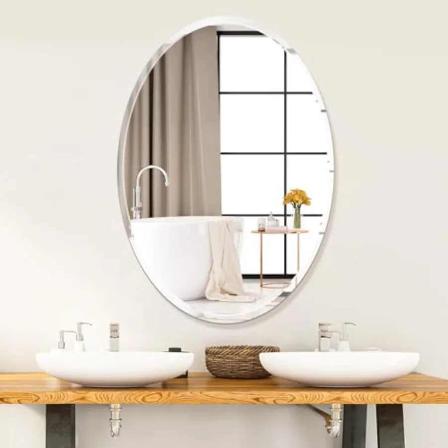 

Frameless Bathroom Mirror 20x28 Inch Beveled Edge Vanity Wall Mirror for Over Sink Modern Decorative Mirror for Bathroom Bedroo