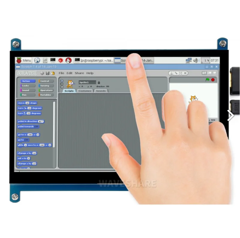 7inch Capacitive Touch Screen LCD (C), 1024×600, HDMI, IPS, Low Power