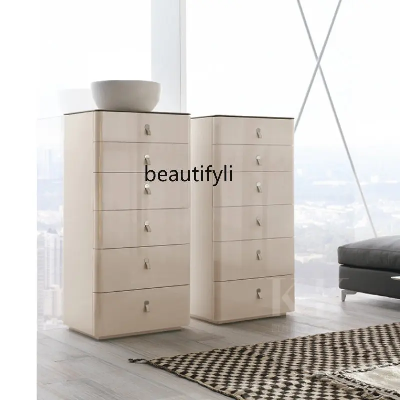 

zq Italian Light Luxury Chest of Six Drawers Bedroom Modern Minimalist Living Room Storage Cabinet High-End Locker