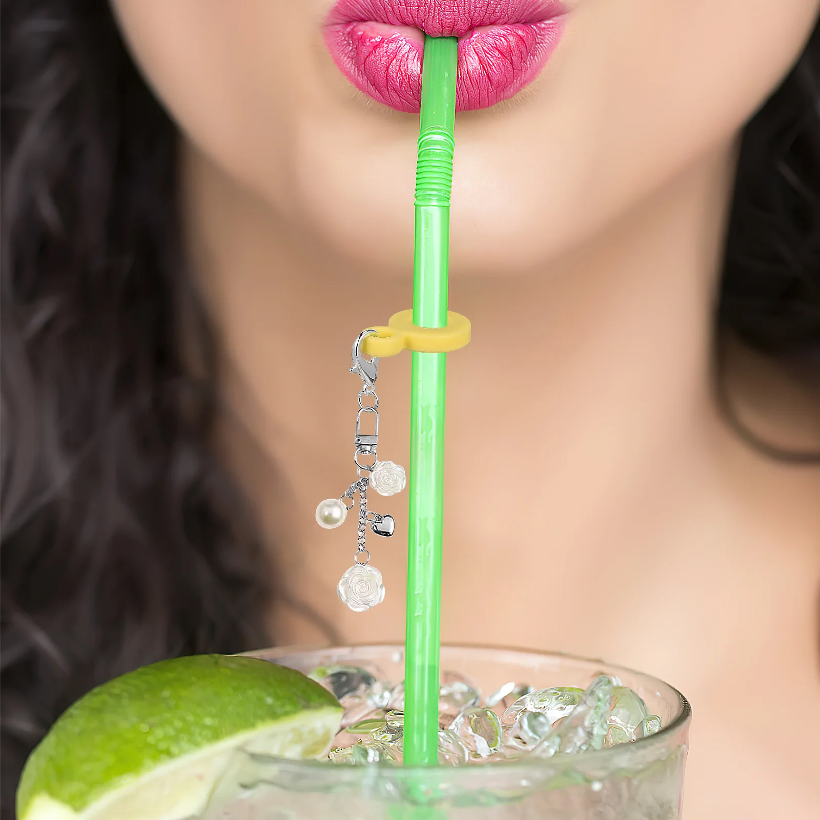 

12Pcs Drinking Straw Pendant Set Reusable Straw Hanging Charms Cute Silicone Water Bottle Decor Kids Cup Accessory Fun Gift