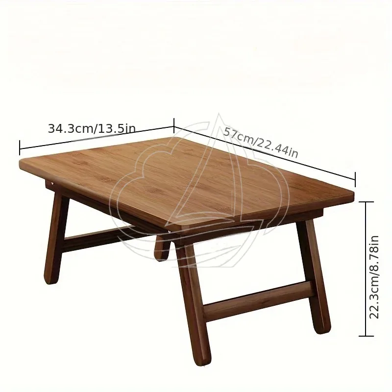 Versatile Foldable Coffee Table Brown Bamboo Top Modern Tea Table for Bay Window Balcony Study