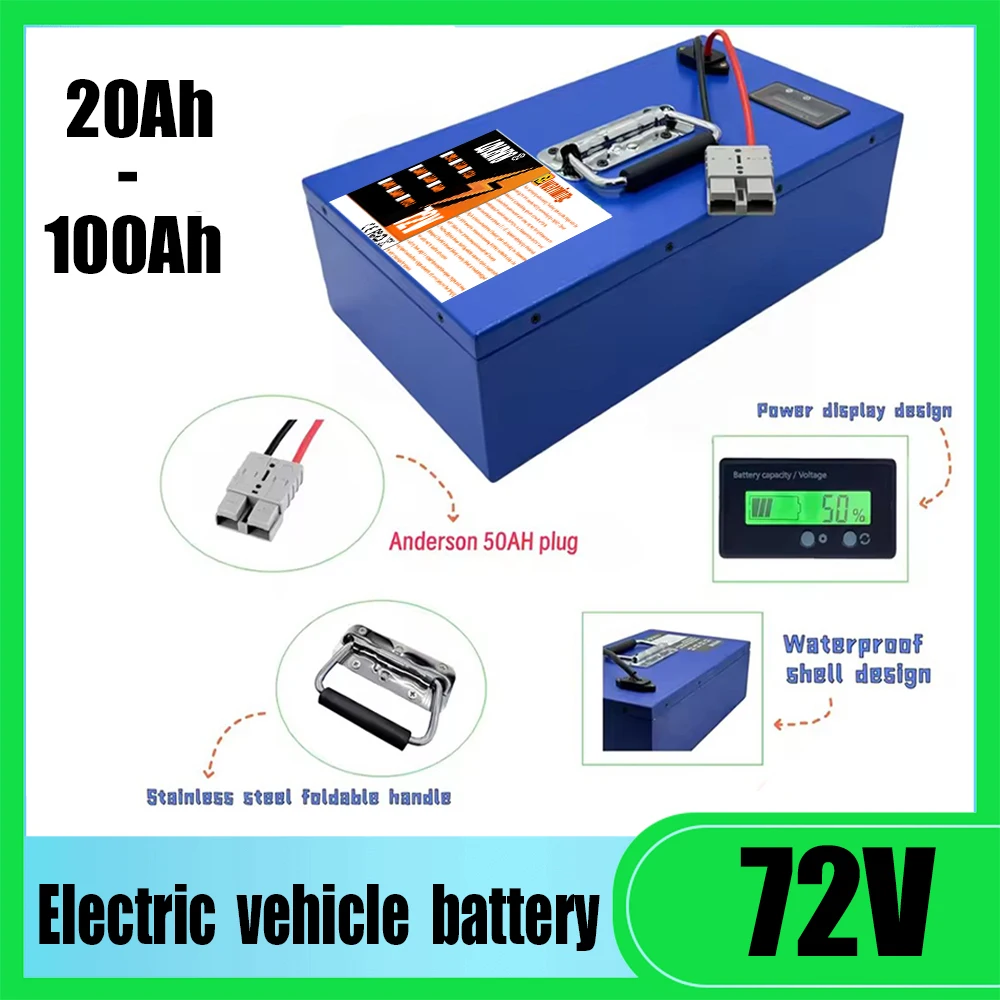 

Fast shipping air transportation, 72V20AH-100AH18650 lithium battery, built-in BMS40AH, suitable for all motors below 500W-3000W