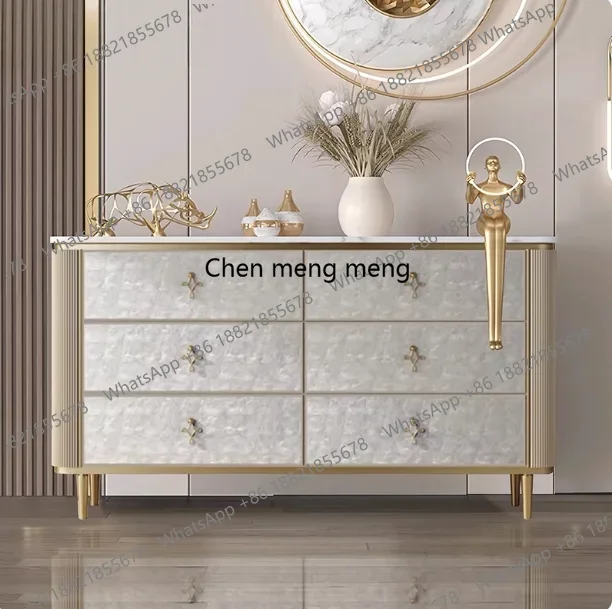 New arrive Modern light luxury Italian shell rock slab chest, simple modern living room, bedroom, secret cabinet, drawer, storag