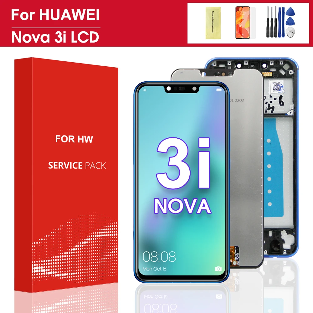 6.3 inch For Huawei Nova 3i LCD INE-LX1 LX2 AL00 LX2r TL00 Touch Screen Replacement For P Smart Plus 2018 Display with frame