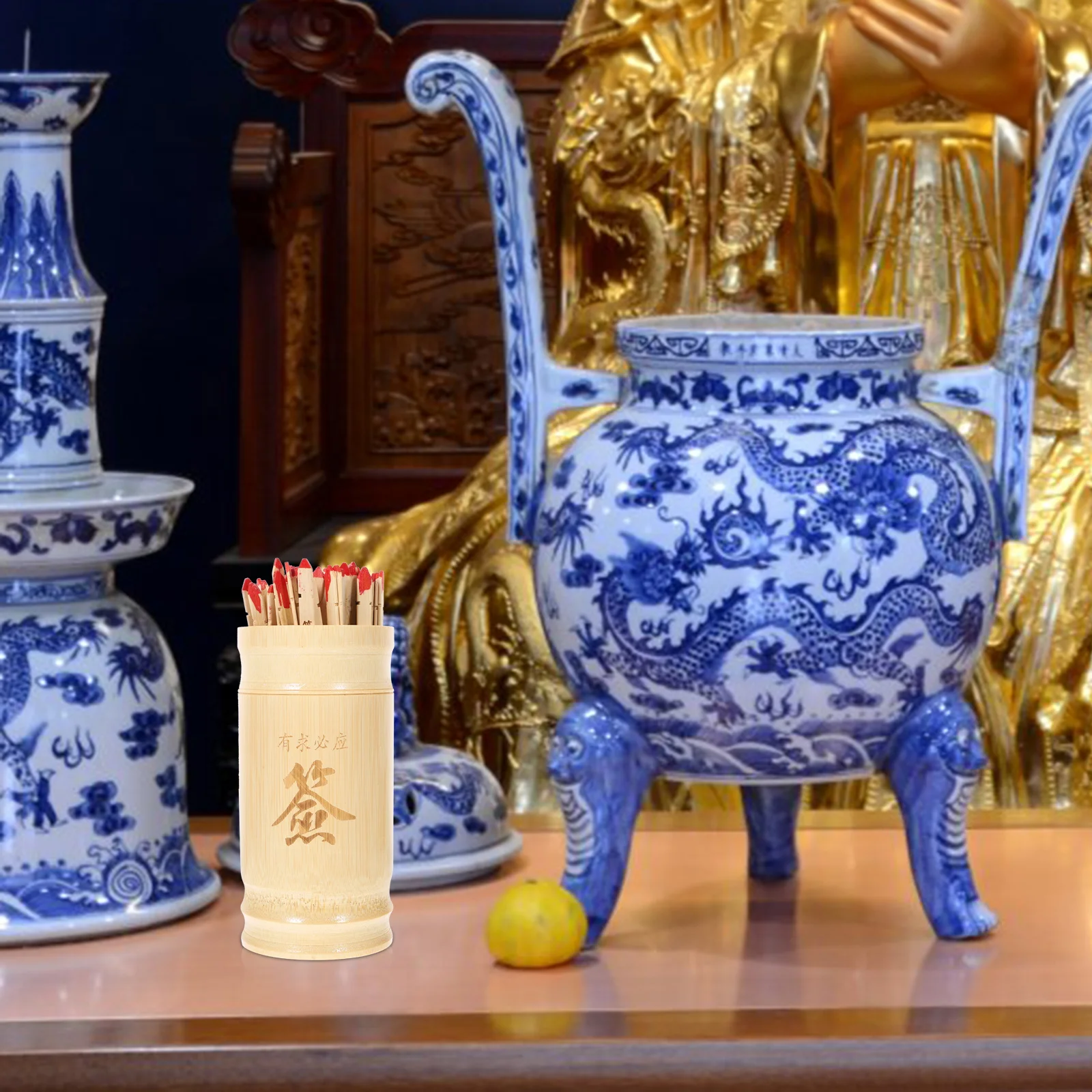 

1Set Fortune Telling Sticks Kit Traditional Chinese Divination Prop Set Includes Bamboo Cup Scroll for Spiritual Games Safe