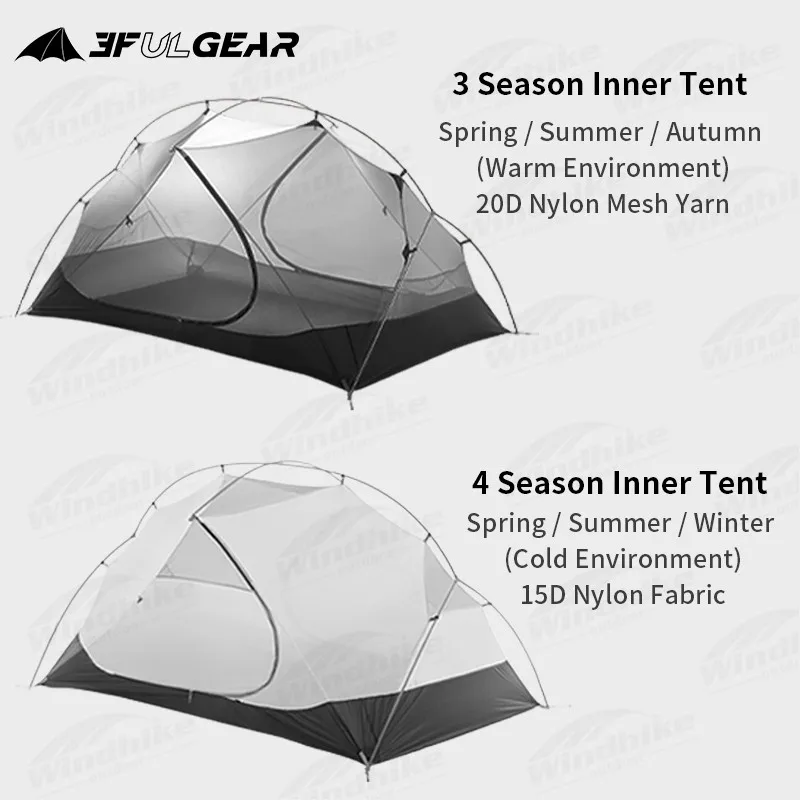 3F UL GEAR العائمة سحابة 2 خيمة خفيفة الوزن بطبقة مزدوجة 2 أشخاص التخييم في الهواء الطلق المحمولة 15D/210T مقاوم للماء يندبروف 3In1