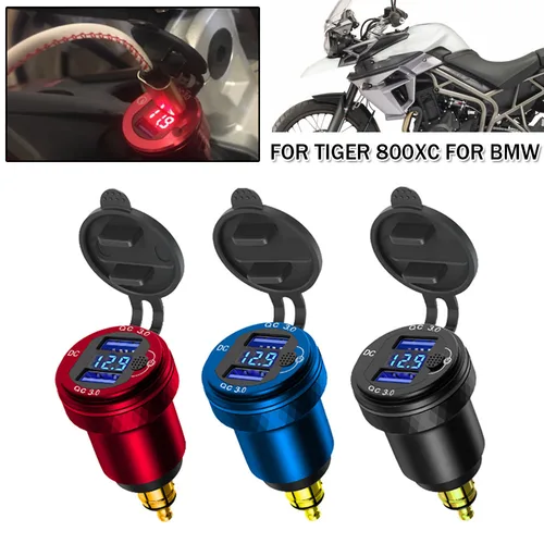 Imagen 1 del producto Cargador USB Dual TypeC Quick 3,0, adaptador LED DIN Hella Socket para BMW R1200RT F900XR R1200GS R1250GS S1000XR F800GS F850 750GS