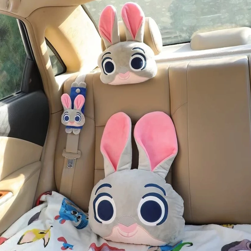 Zootopia Rabbit Fox Headrest Back Cushion Seat Belt Cover Kawaii
