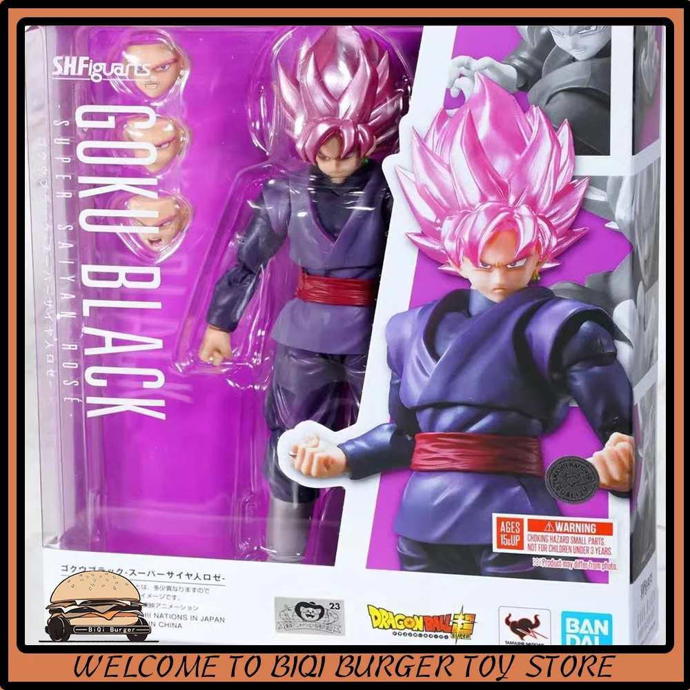 Original Bandai S.H.Figuarts Dragon Ball Super Saiyan Rose Goku Black Action Figure SHF Model Doll Collection Toy Kid Gift