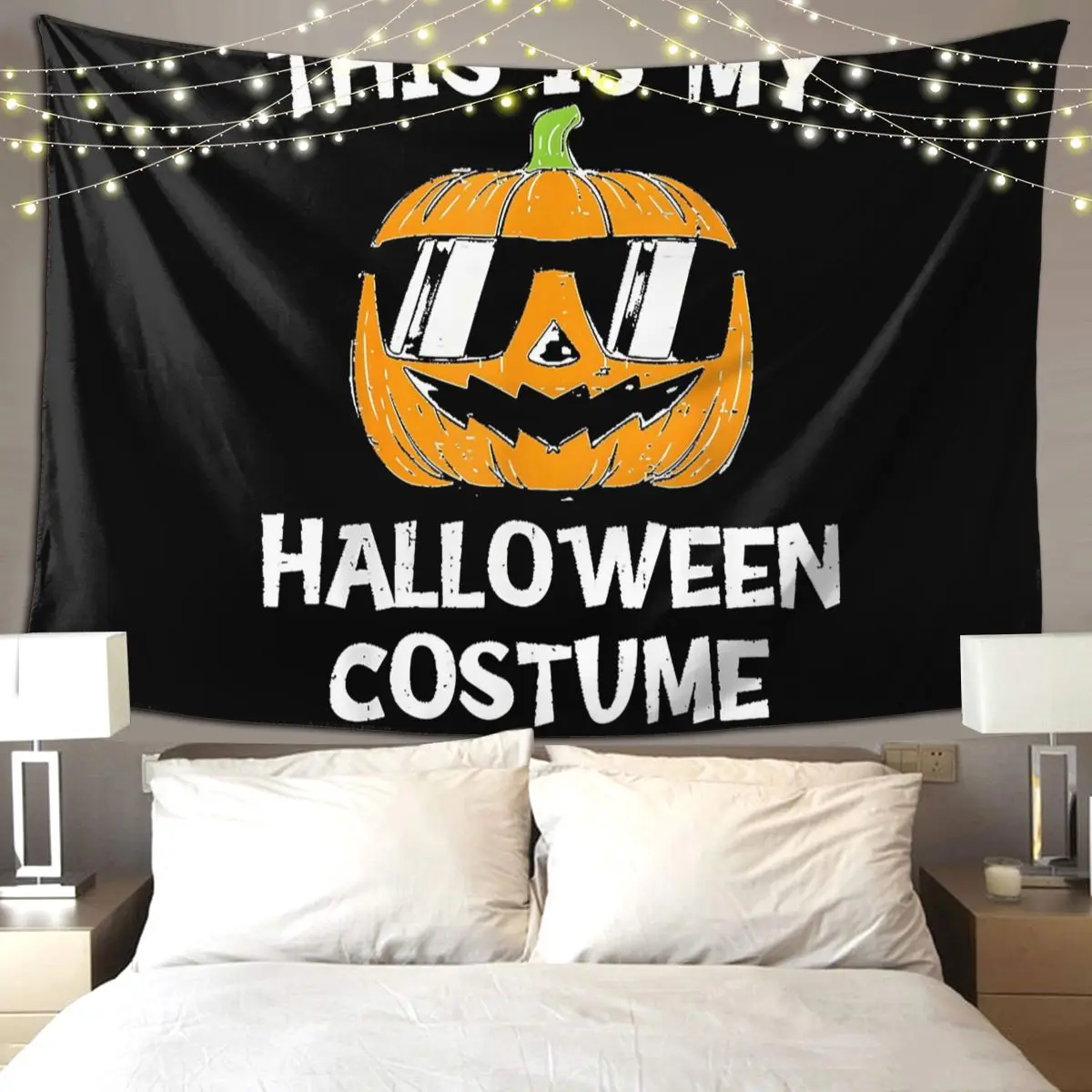 This Is My Halloween Costume Pumpkin Tapestry Art Wall Hanging Aesthetic Home Decor Tapestries for Living Room Bedroom Dorm Room