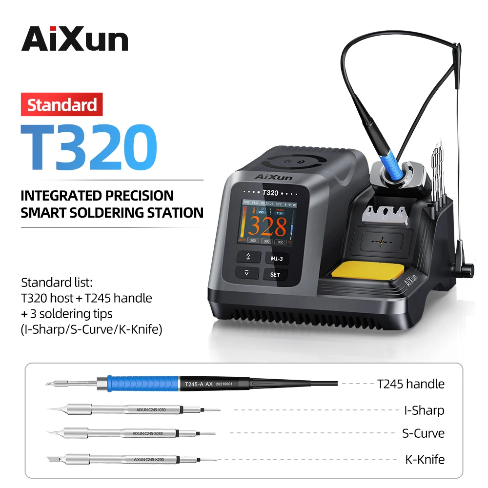 AIXUN T320 200W Smart All-in-one stazione di saldatura controllo Touch senza pulsanti con impugnatura e punte T245/T210 strumento di riparazione PCB BGA