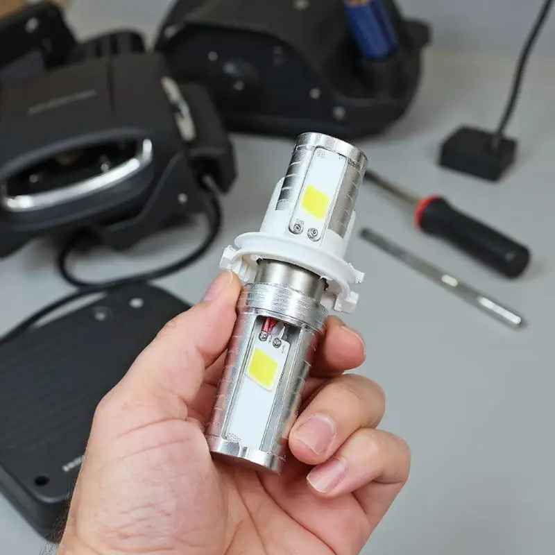 Plug and Play H4 BA20D P15D Headlight for Motorcycles, 24MSD LED 3030, Dual Colour White Yellow, Ideal for ATV or Moped Bikes