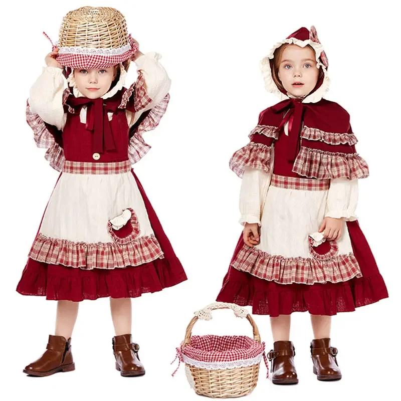 Costume de Petit Chaperon Rouge pour Bol, Robe de Style Lolita pour Enfants, Costume de Spectacle d'Halloween, Cosplay