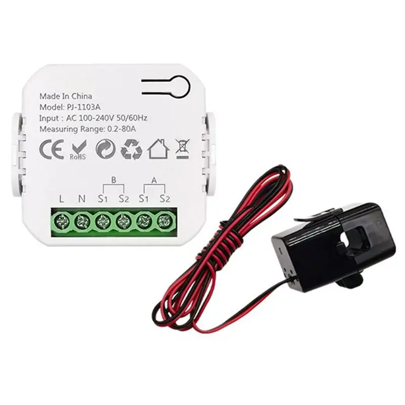 جهاز مراقبة الطاقة ABLQ Tuya Smart Life Wifi ثنائي الاتجاه بقناة واحدة مع شاشة تطبيق مشبك CT