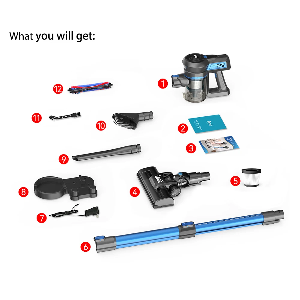 Беспроводной пылесос INSE N650, аккумуляторная батарея для пылесоса до 45 минут, время работы, легкий пылесос для дома