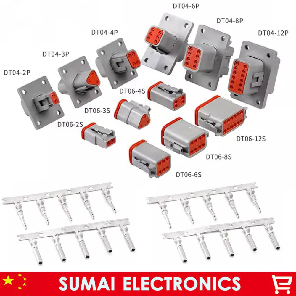 DT L012 Deutsch DT06/DT04-L012 2/3/4/6/8/12 Pin Heavy Truck/Car Fittings Harness Plug Connectors With Terminal Pin