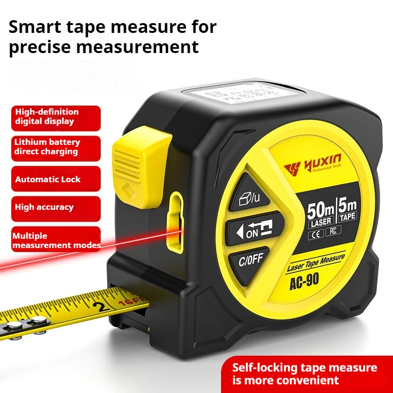 High-Precision 3-in-1 Laser Tape Measure, Infrared Distance Meter with HD Smart Display, Multi-Function Measuring Tool