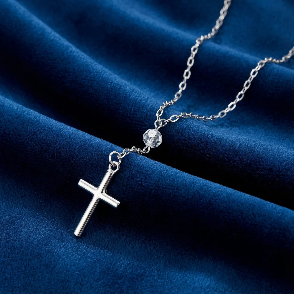 Vintage Silberfarbene Totenkopf-Kreuz Y-Halskette für Frauen Gotischer Grunge Langer Kettenanhänger Y2K Ästhetik Accessoires Schmuck Geschenk – Detail 5
