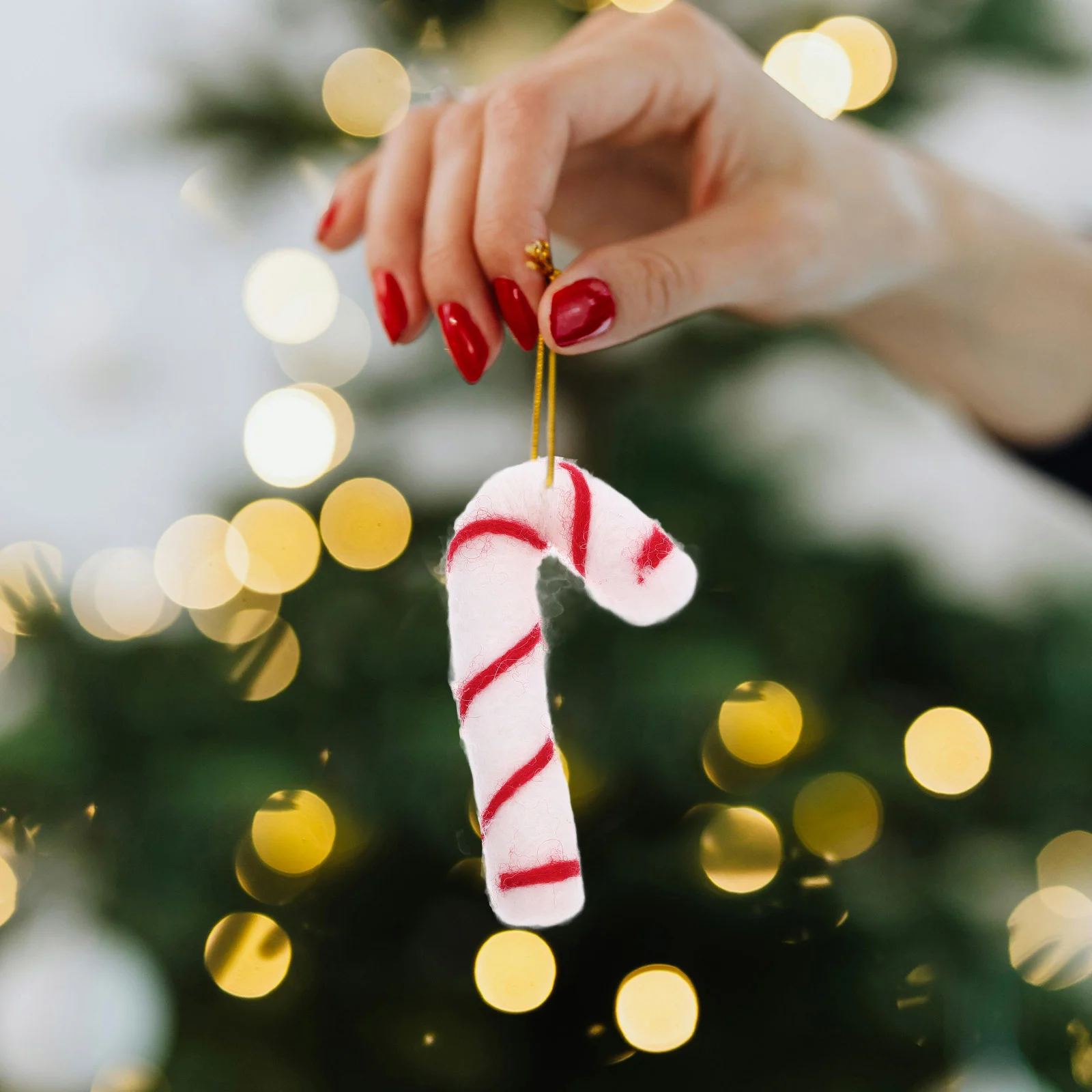 Wool Felt Crutches Christmas Ornaments Candy Canes Finished Product Mini Decorations