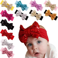 Nuovo 1 pz moda elastico bambini fascia carino paillettes fiocco neonata accessori per capelli regalo di natale neonato copricapo