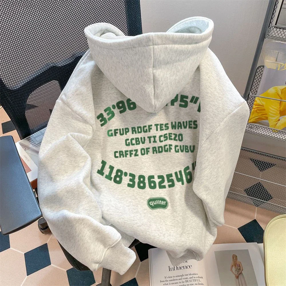 Autumn and Winter Korean Couple Trend Personalized Letter Printed Hooded Sweater Couple High end Design Loose Casual Top y2k