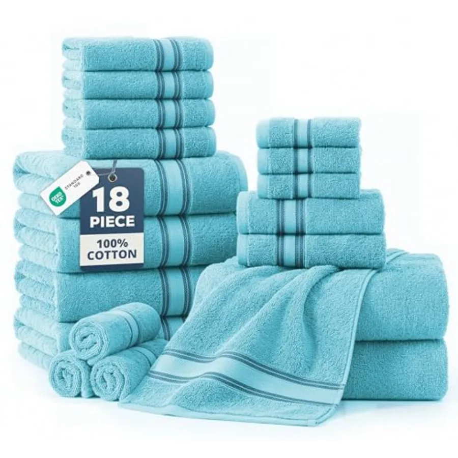 

Наборы полотенец для ванной комнаты - 8 шт. (6 для тела, 6 для рук, 6 для умывания) из 100% хлопка, мягкие и высокоабсорбирующие, премиум-класса для отелей и спа.