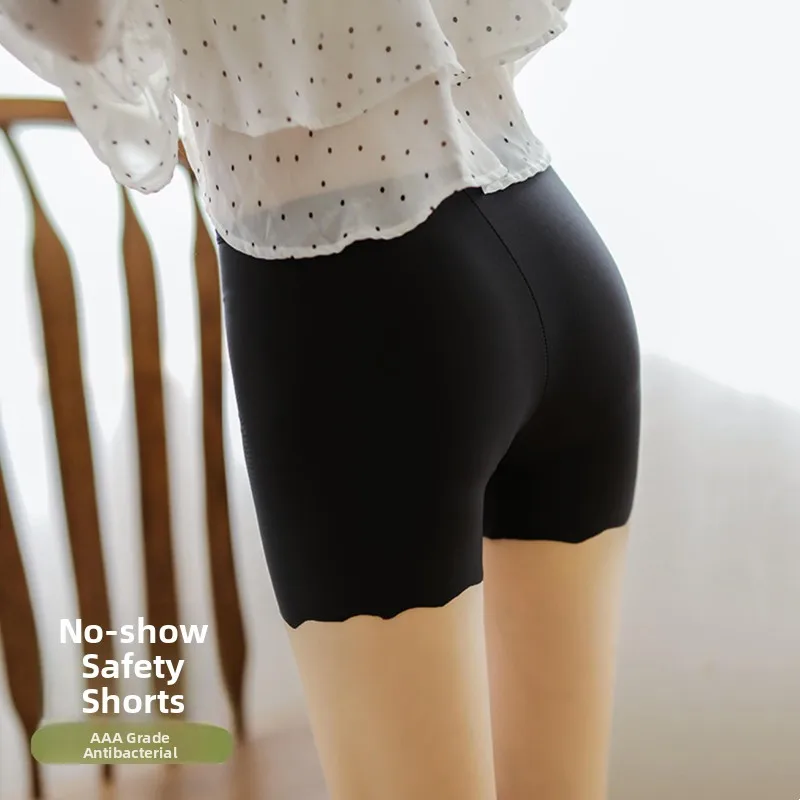 

Black Modal No Show Shorts Women Summer Thin Tight Bottoms No Roll Safety Pants Tight Fit Underwear Base Layer Pants