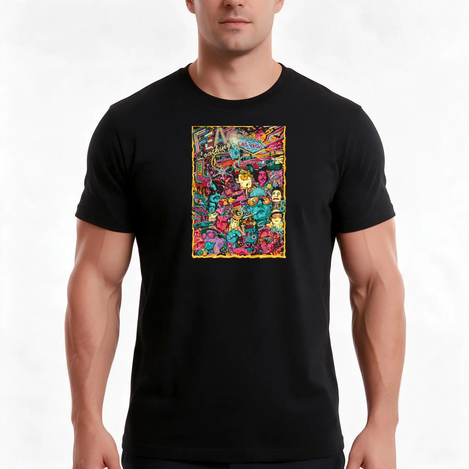 Fear and Loathing in Las Vegas T-Shirt, Summer Casual Cotton Tee, Oversized Streetwear Tops, Vintage Graphic Print, 100% Cotton