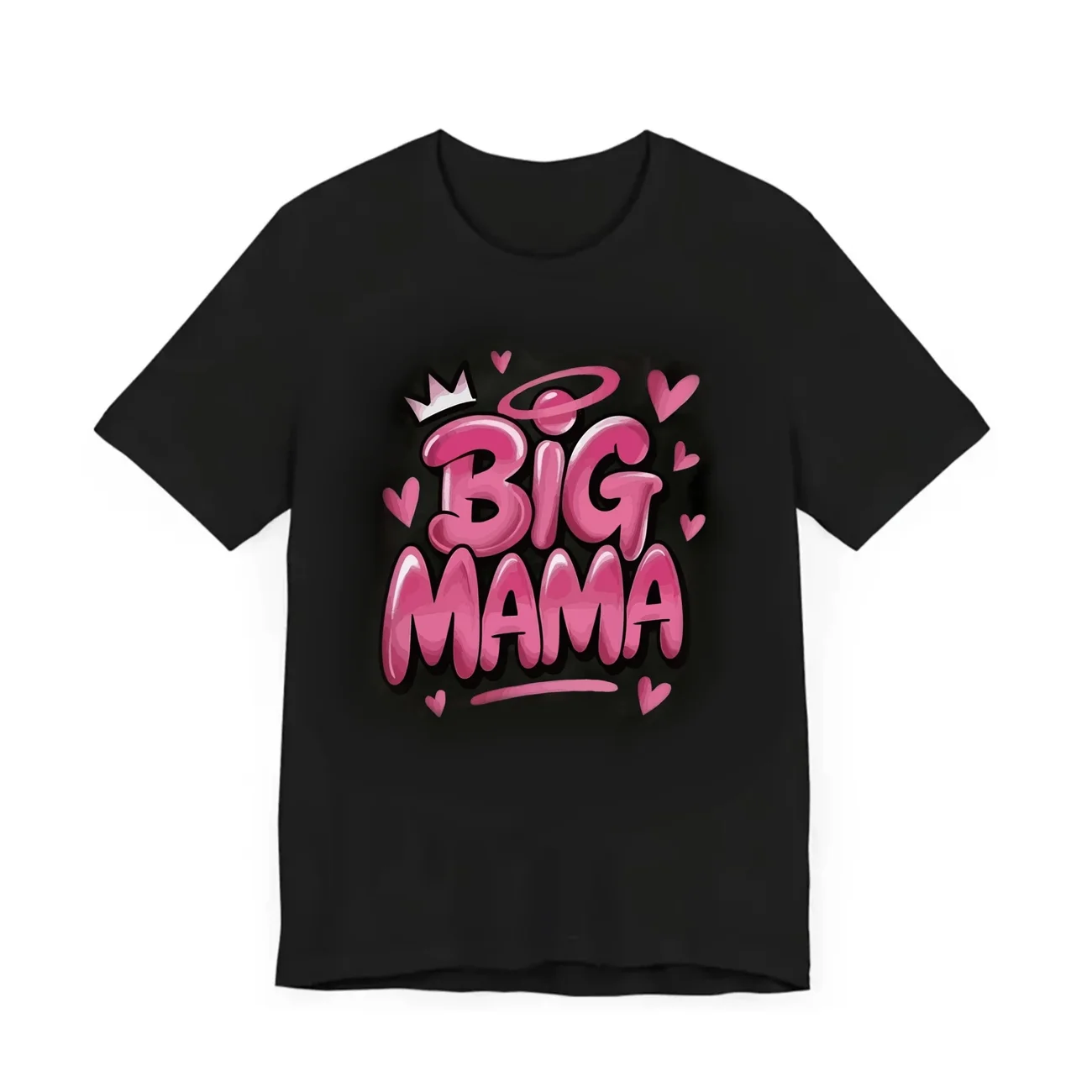 Big Mama Women's Tee Pink Bubble Letter Crown Graphic Print Top Breathable Harajuku Short Sleeve Casual Daily Aesthetic Lady Tee