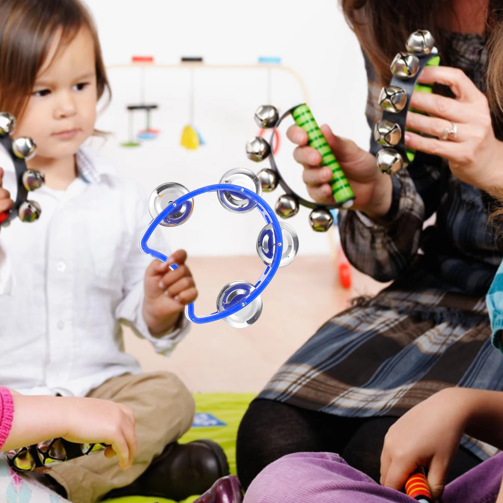 

4pcs Hand Bell Toy Kids Musical Instruments Tambourine Percussion Plaything for Children Toddler Educational Gift Flower Bell