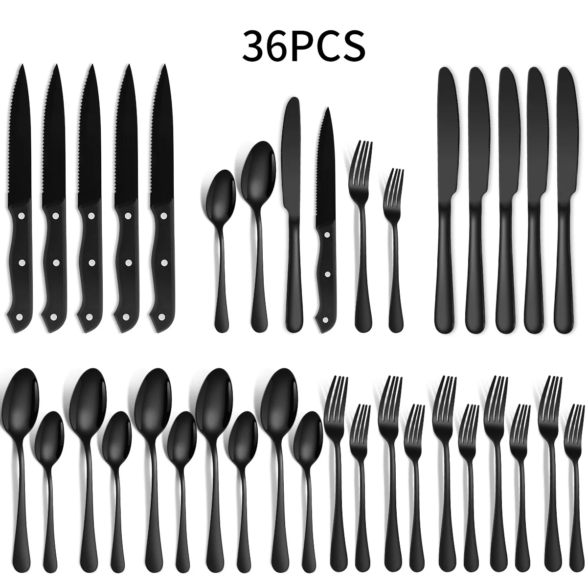 

Gold Plated 00 Stainl Steel Dining Utensils Set Hotel Steak Knife Fork Spoon 72 Piece Set Cross-Border Western Cutlery Set