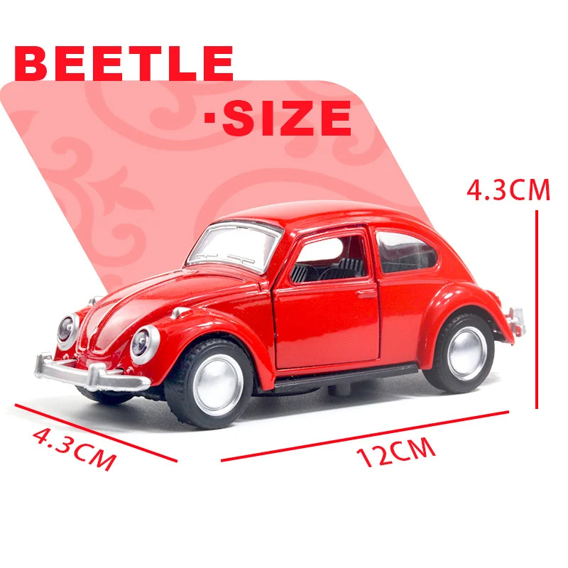 KaKBeir High Simulation Retro Classic Beetle, 1:36 Alloy Car Models, Metal Diecasts, Pull Back Toy Vehicles