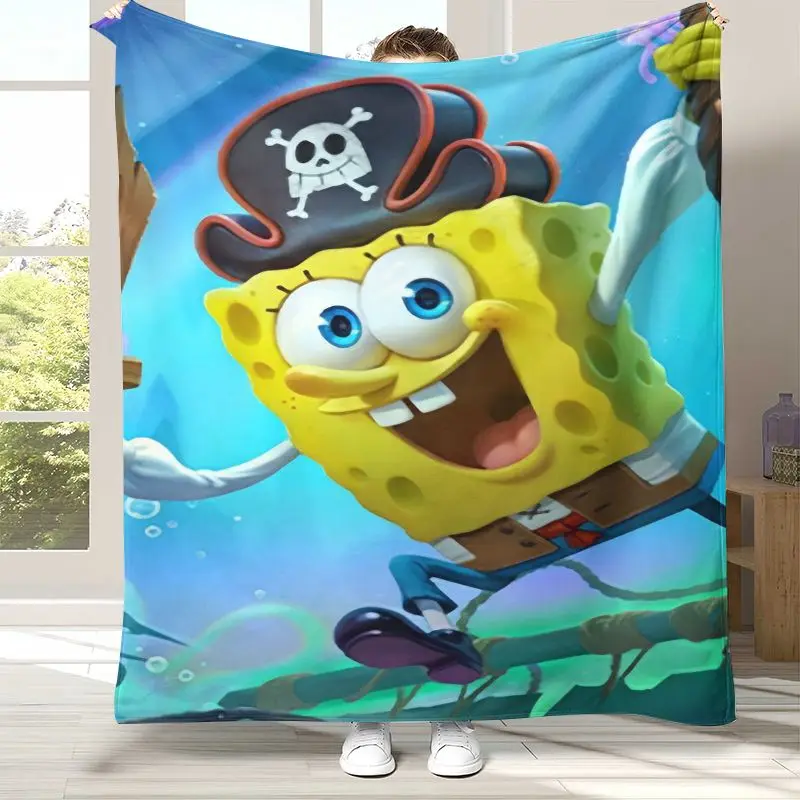 Bikini Bottom S-SpongeBob Cartoon Flannel Throw Blanket,Cozy Warm Blanket for Bed,Sofa,Living Room,Picnic,Camping,Home Decor