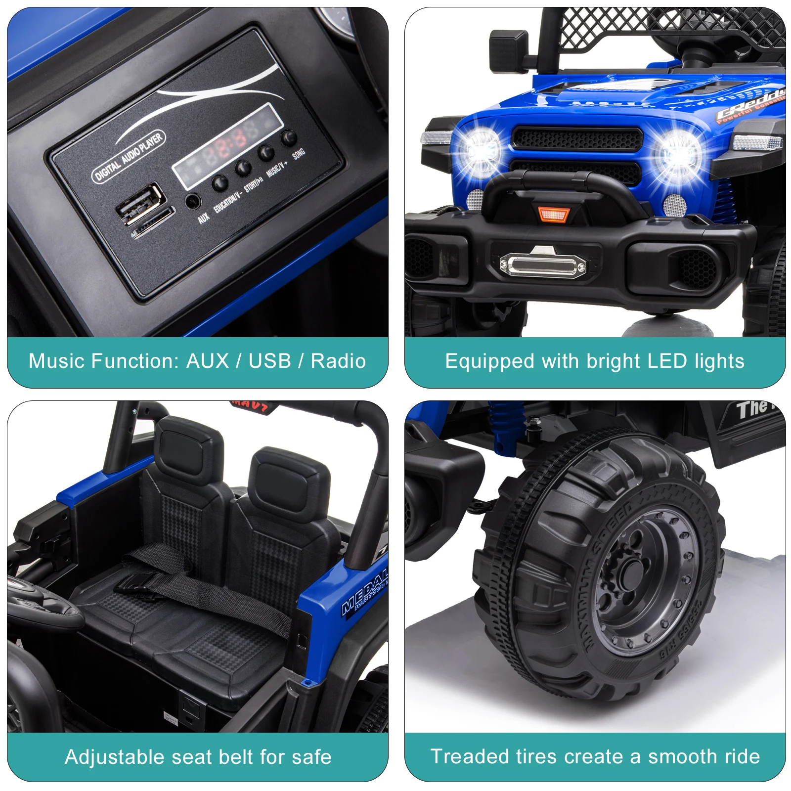 BBH-016 Dual Drive 12V 4.5A.h with 2.4G Remote Control off-road Vehicle Blue