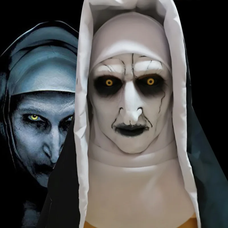 

New Soul Summoning 2 Nun Mask Halloween Terrifying Nun Grimace Virgin Mary Head Cover COS Ghost Face Prop Terror Nun Ghost Mask