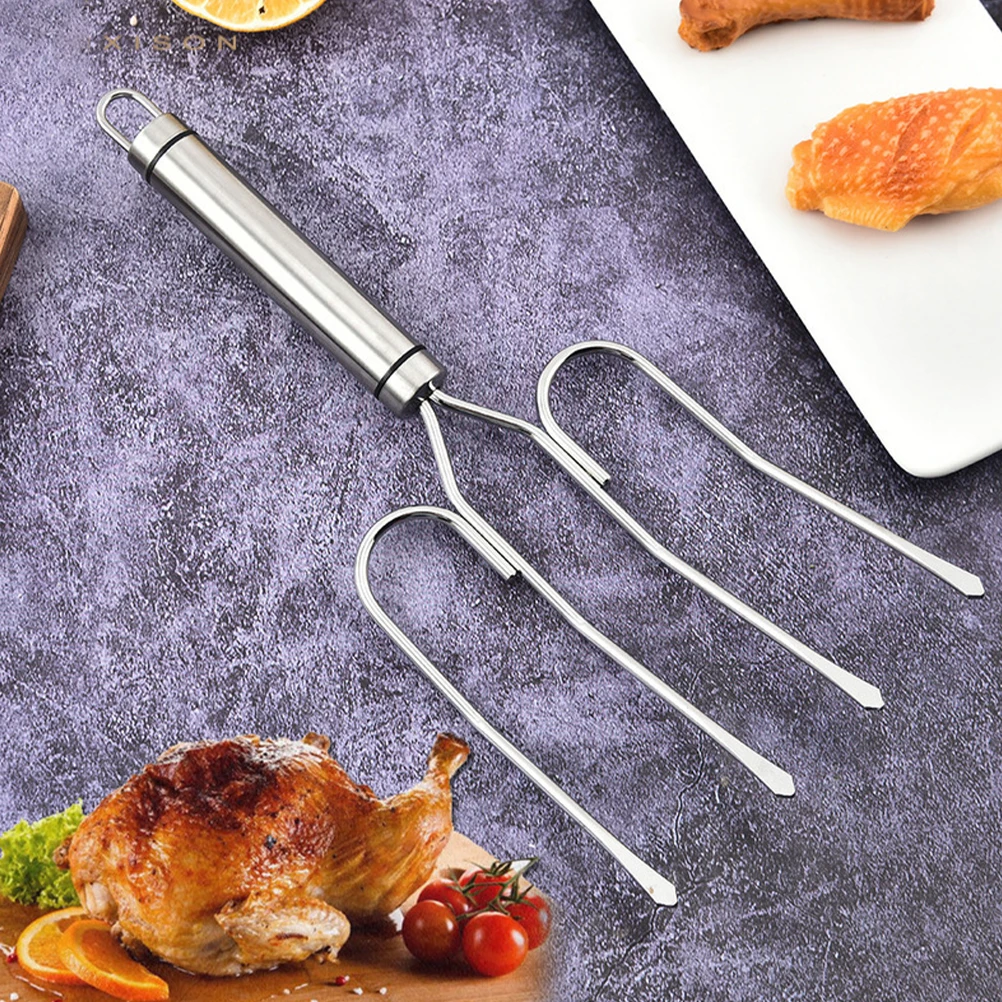 

Stainless Steel Turkey Lifter Fork For Roast Chicken Bbq Cooking Tool Outdoor Grilling Reusable Poultry Fork Barbecue Tool