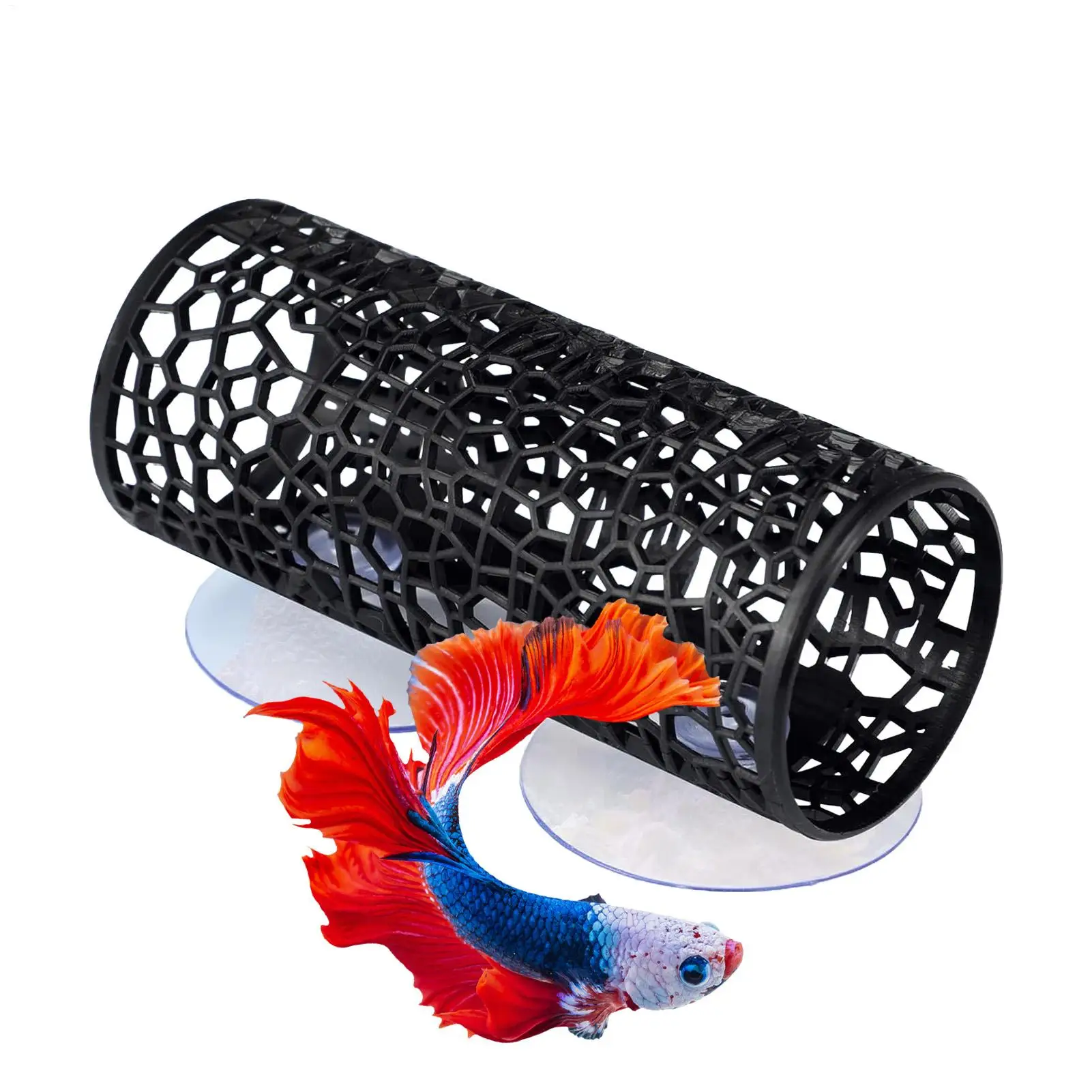 Betta-Fisch-Versteck, hohles Röhrenornament mit Saugnapf, sicheres Ruhe- und Schutzversteck, Aquarium-Landschaftsdekoration, kleines Haustier-Aquarium – Detail 3