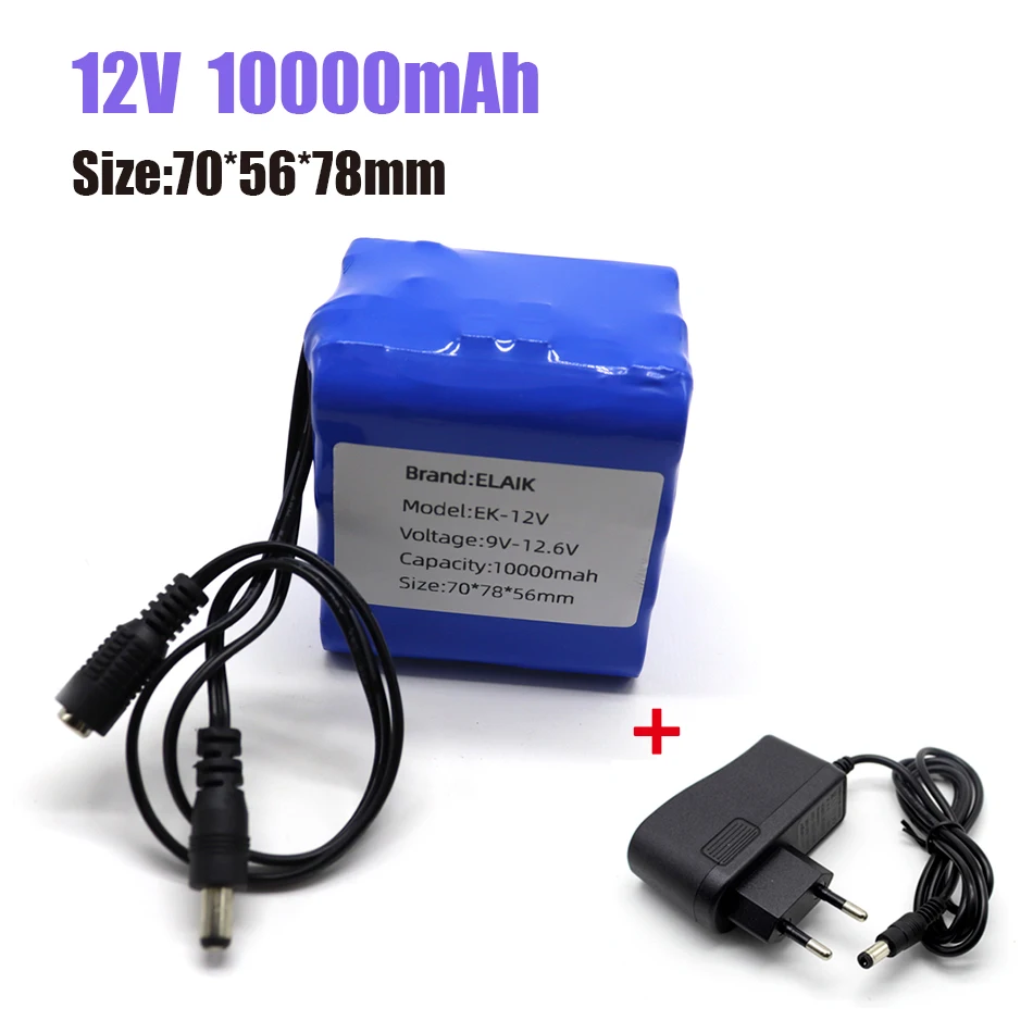 12V 5000/7500/10000mah battery 18650 Li-ion Rechargeable batteries with BMS Lithium Battery packs Protection Board + Charger