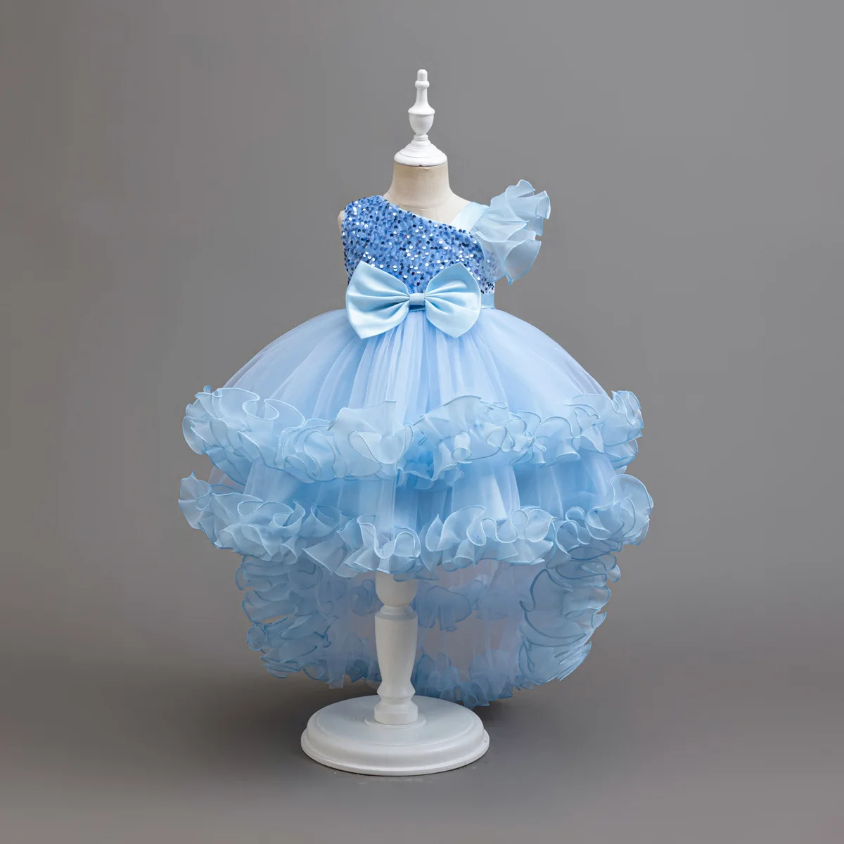 Girls' Party Dress Sequined Kids Girl Formal Clothes Layered Child Performance Dresses 3-10 Years