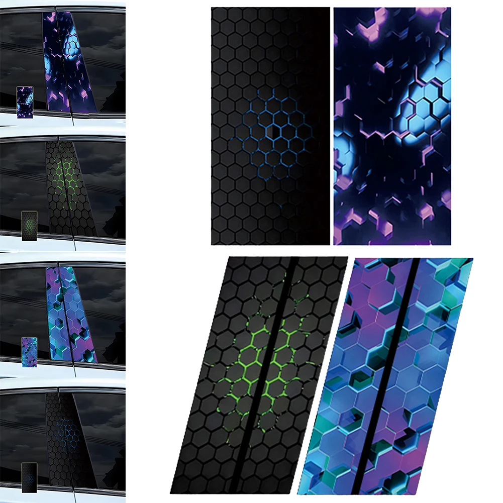 

Car B-Pillar Waterproof Decal For Honeycomb DIY Door Pillar Sticker PET Sunscreen Center Pillar Sticker Car Decorate