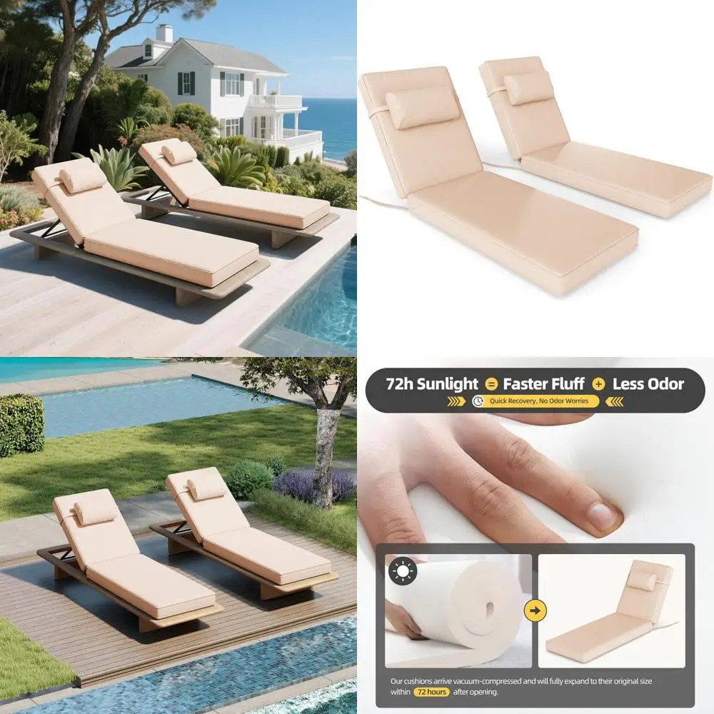 

Набор подушек для шезлонга для патио, 72x22x3 дюйма, водонепроницаемые подушки для стульев для открытого бассейна, толстый комфорт, подушка для кресла для отдыха Se