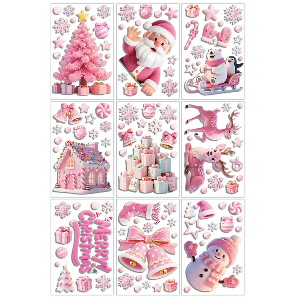 3d Christmas Window Clings Elderly Window Decor 3D Snowflakes Clings Colorful Patterns Joyful Atmosphere Enhancer
