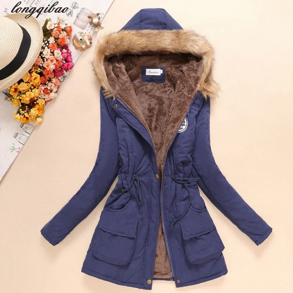 Parka informal con capucha para mujer, abrigo militar, chaqueta de piel, ropa de invierno, AL7646, novedad