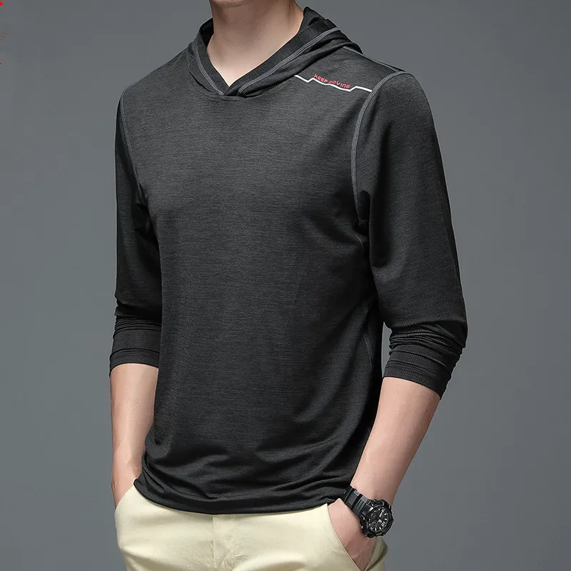 Japan Style Casual O-Neck 2023 Spring Autumn Solid Running Hoodie Sweatshirt Men's Sport Stretch Hip Hop High Streetwear Clothes