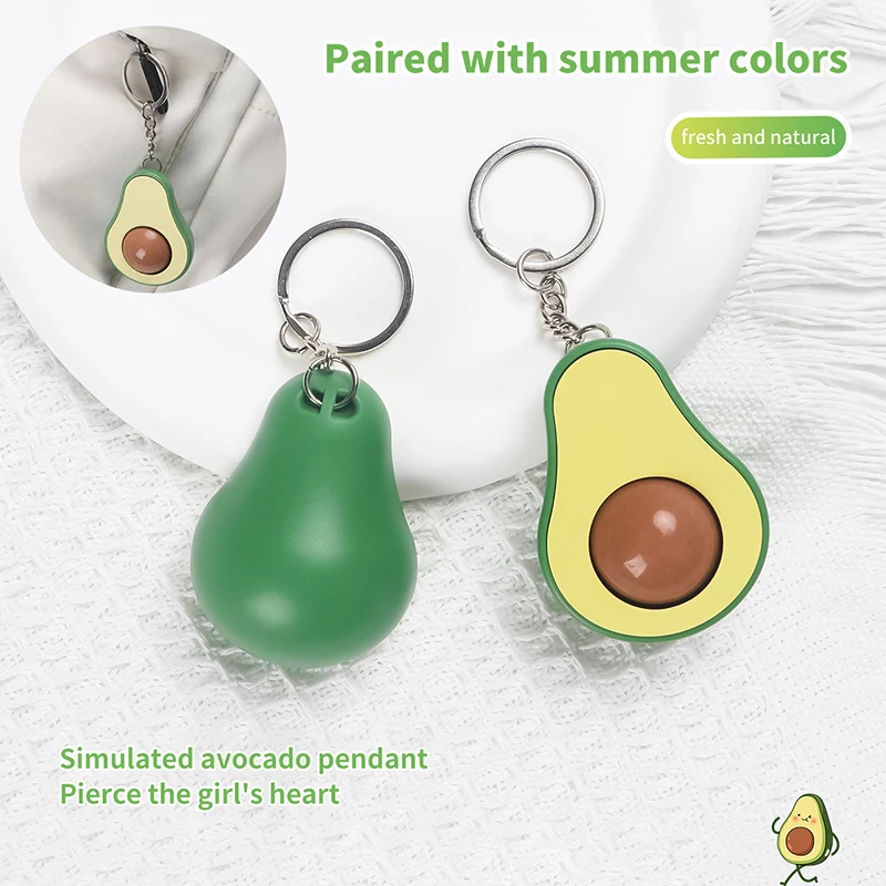 Avocado Massage Bead Keychain Decompression Toys Mini Finger Wrist Neck Massager Fun Fruit Pendant Creative Lanyard Keyring