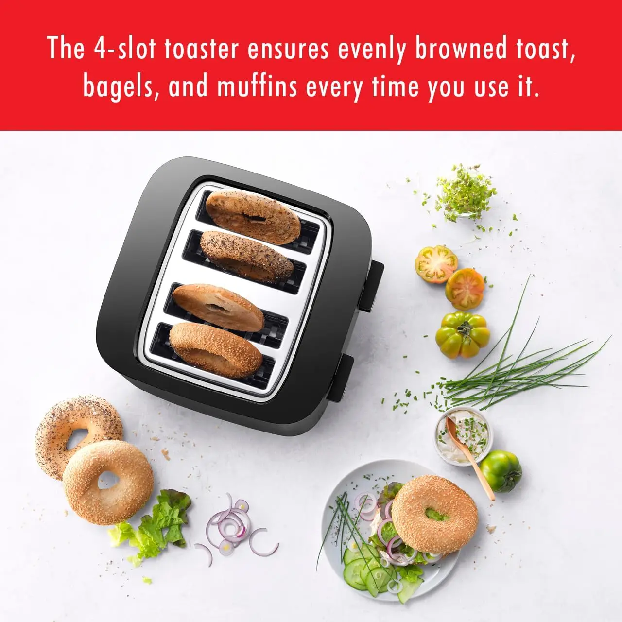 Enfinigy 4 Slice Toaster with Extra Wide 1.5