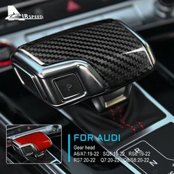 for Audi A6 C8 A7 SQ8 RS6 RS7 Q7 Q8 S8 Car Gear Shift Knob Trim Sticker 2019-2022 Real Hard Carbon Fiber Cover Auto Accessories